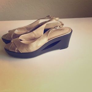 Calvin Klein Bronze color wedge sandal NEW